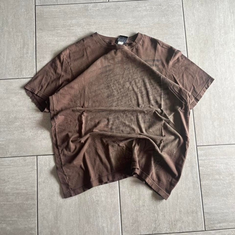 Not Of This World Mens Brown Graphic Script T Shirt Slim Fit Large